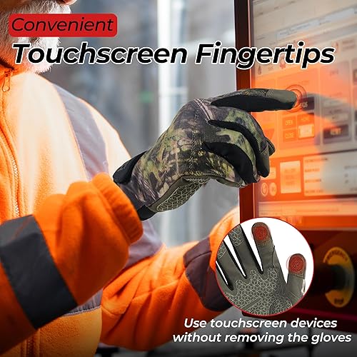 Miniatura 4 de HANDLANDY Guantes de trabajo para hombre y mujer, guantes de trabajo de mecánicos de uso general con pantalla táctil, guantes de trabajo flexibles