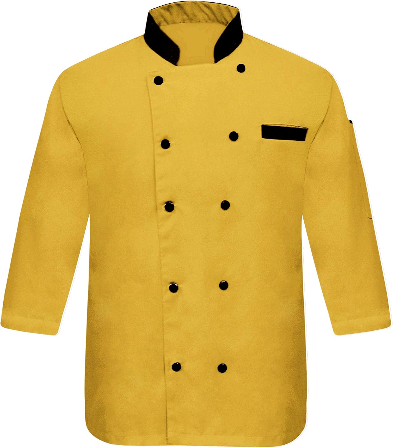 Leorenzo Creation HA-07 Men's Chef Coat/JacketBlack Collar & Pocket (Size= XXS-7XL, 11 Colors)