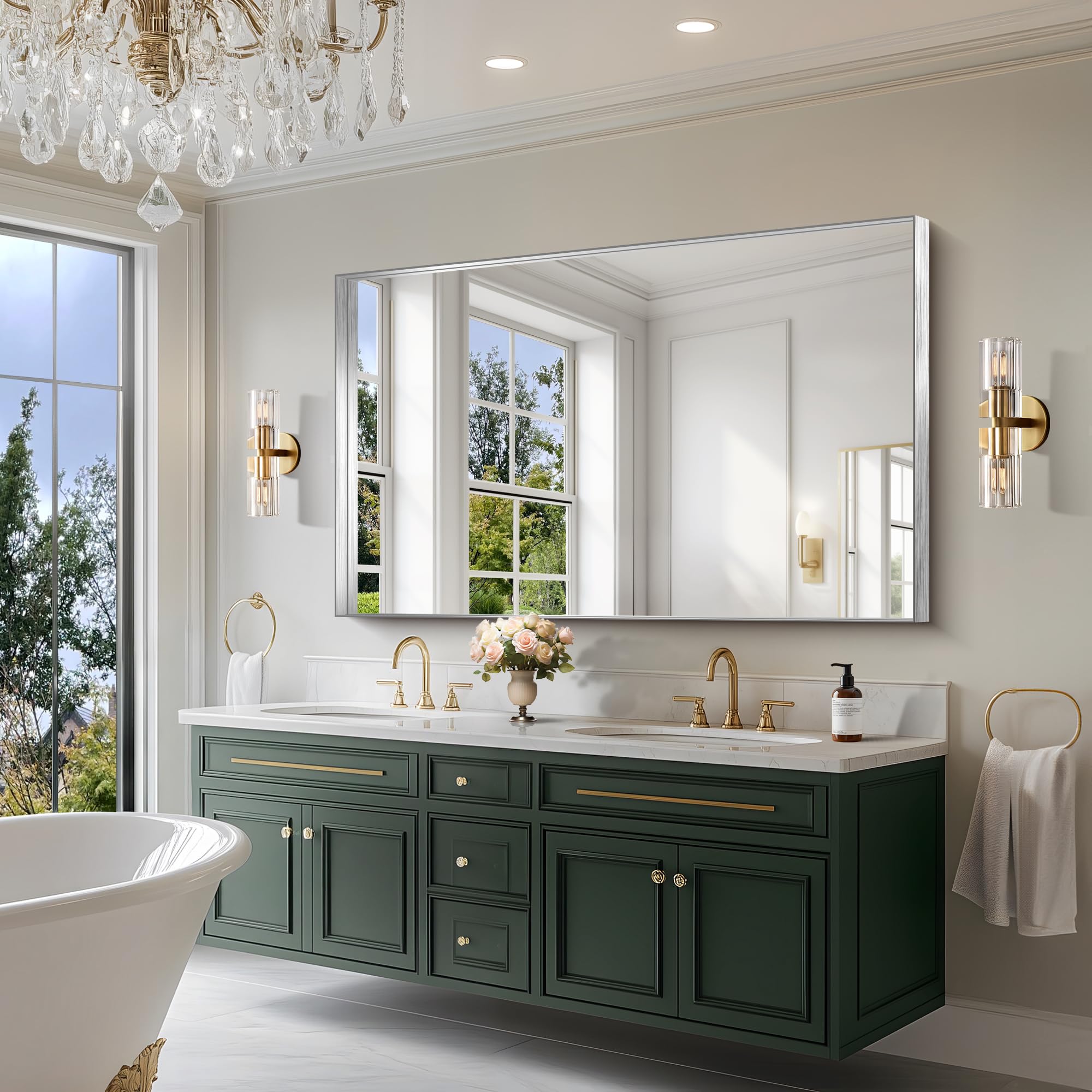 CIRCUMI Silver Bathroom Mirror, 36