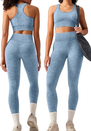 OLCHEE Women's Workout Sets 2 Piece Racerback Sports Bra High Waist Leggings