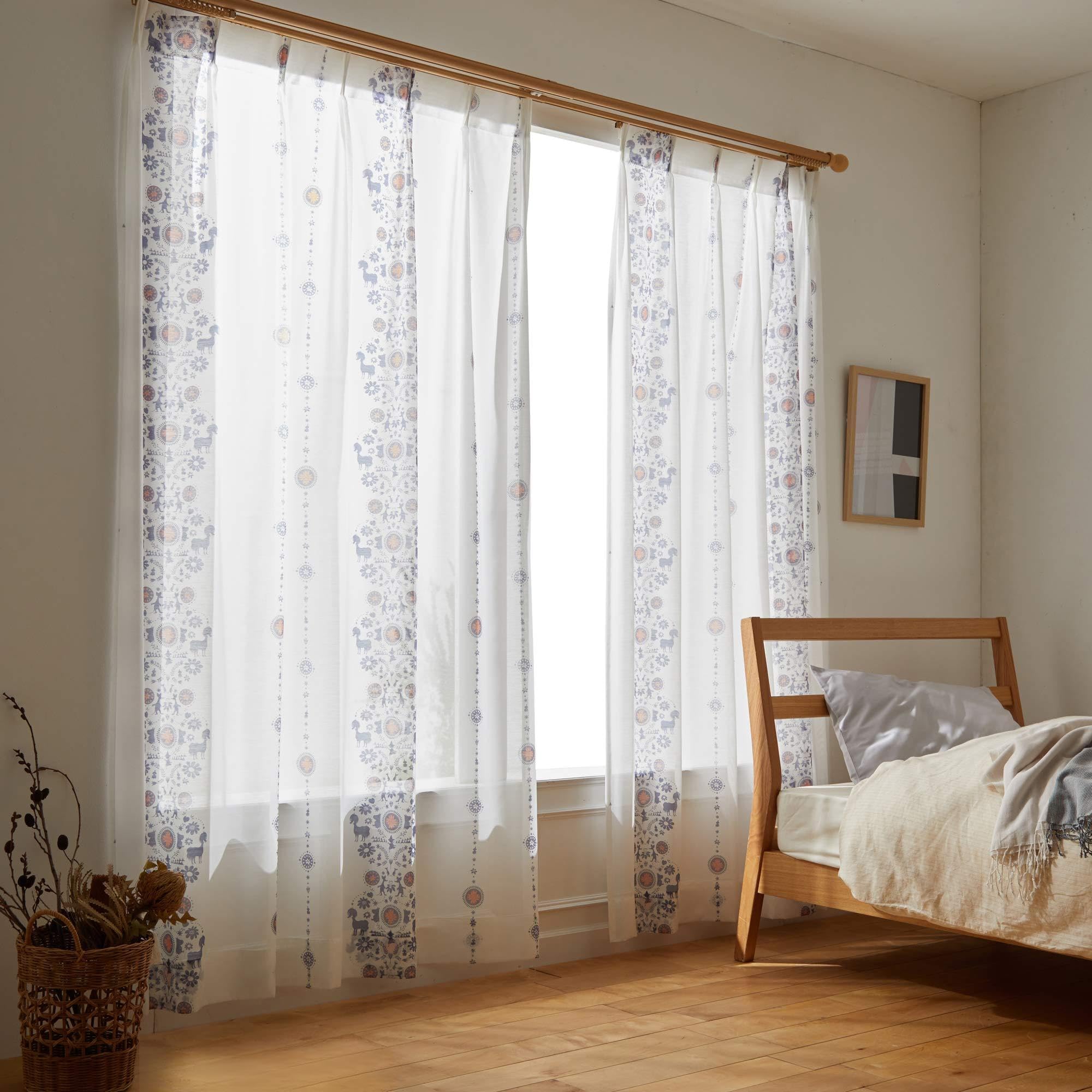 Amazon.co.jp: スミノエ(Suminoe) レースカーテン ブルー 幅230cm ×丈