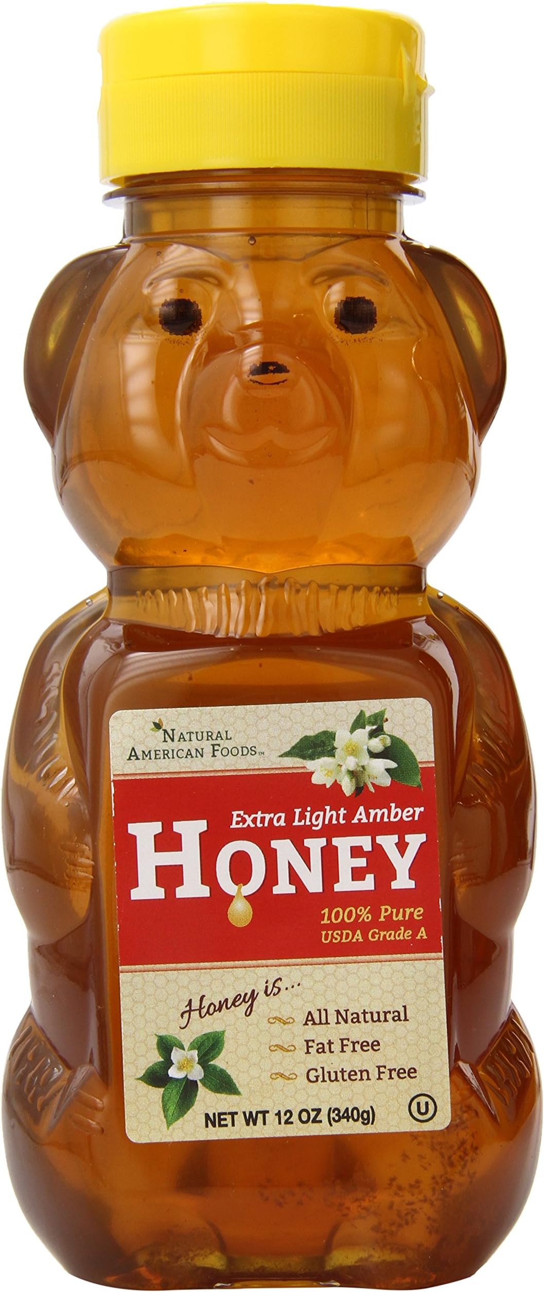 Natural American Foods Extra Light Amber Honey Bear, Square, 12 Ounce