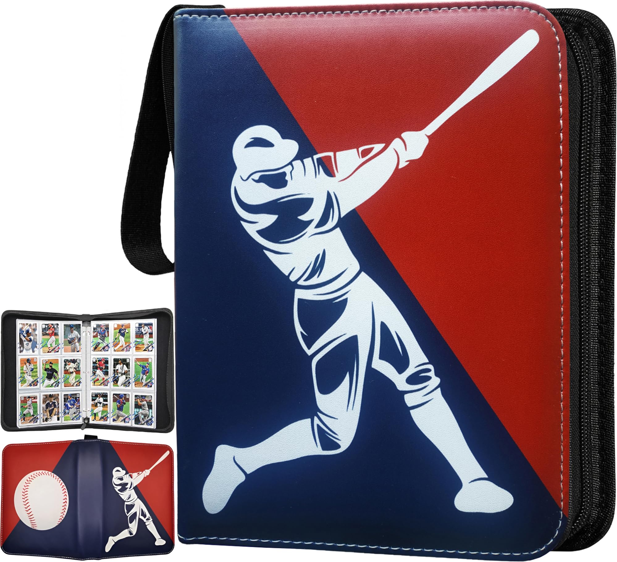 Baseball Card Binder 900 Pockets with 50 Protective Sleeves, Large Baseball Binder 9 Pocket, Premium Trading Cards Holder 3 Ring Zipper, Sport Collection Book, Album Folder Case, Gifts for Boys &