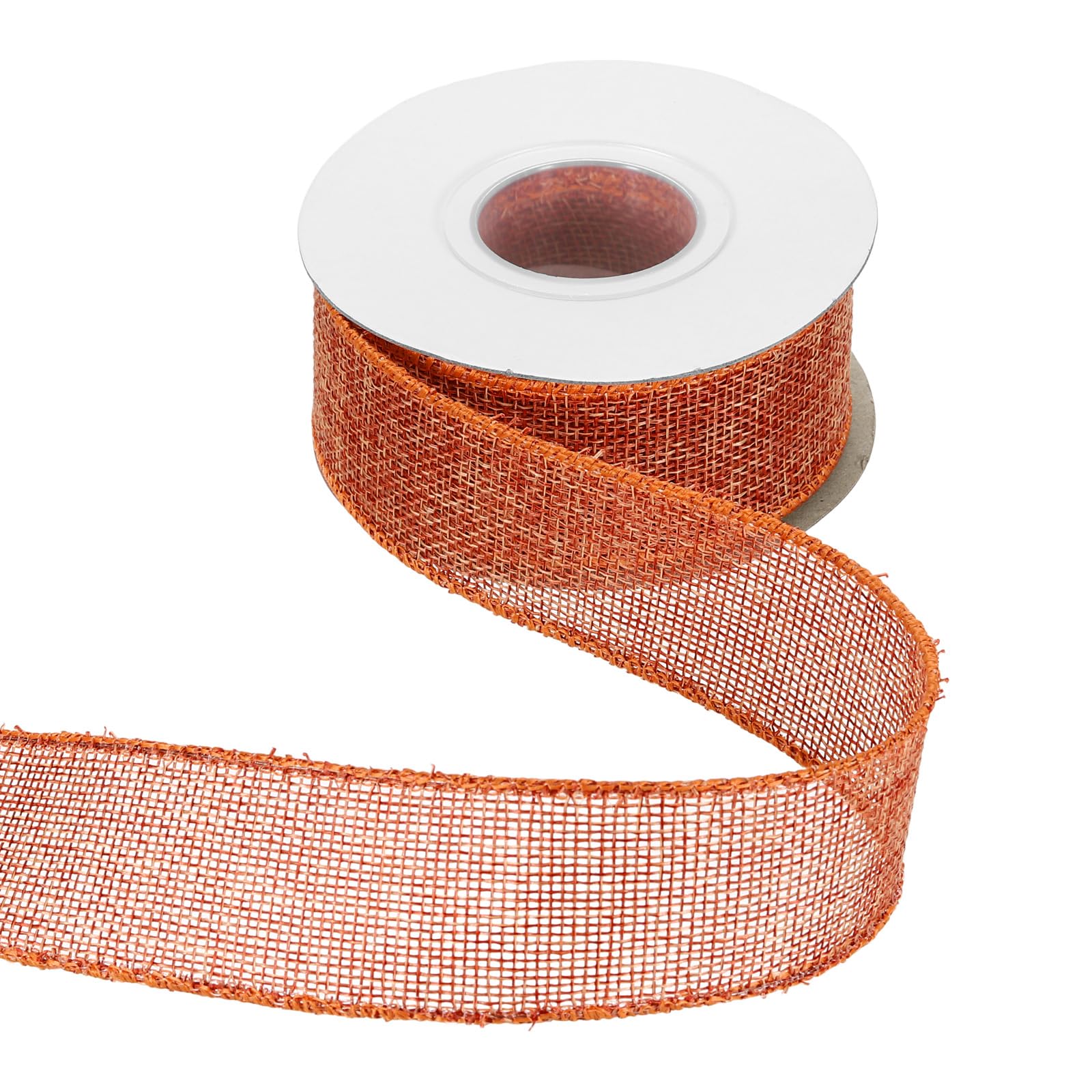 sourcing map Burlap Wired Ribbon 1-1/2" x 10 Yards Wired Edge Ribbon Cross Linen Woven Strap for Big Bow Wreath Holiday Parties Home and Outdoor Decoration, Peach Pink — image 1