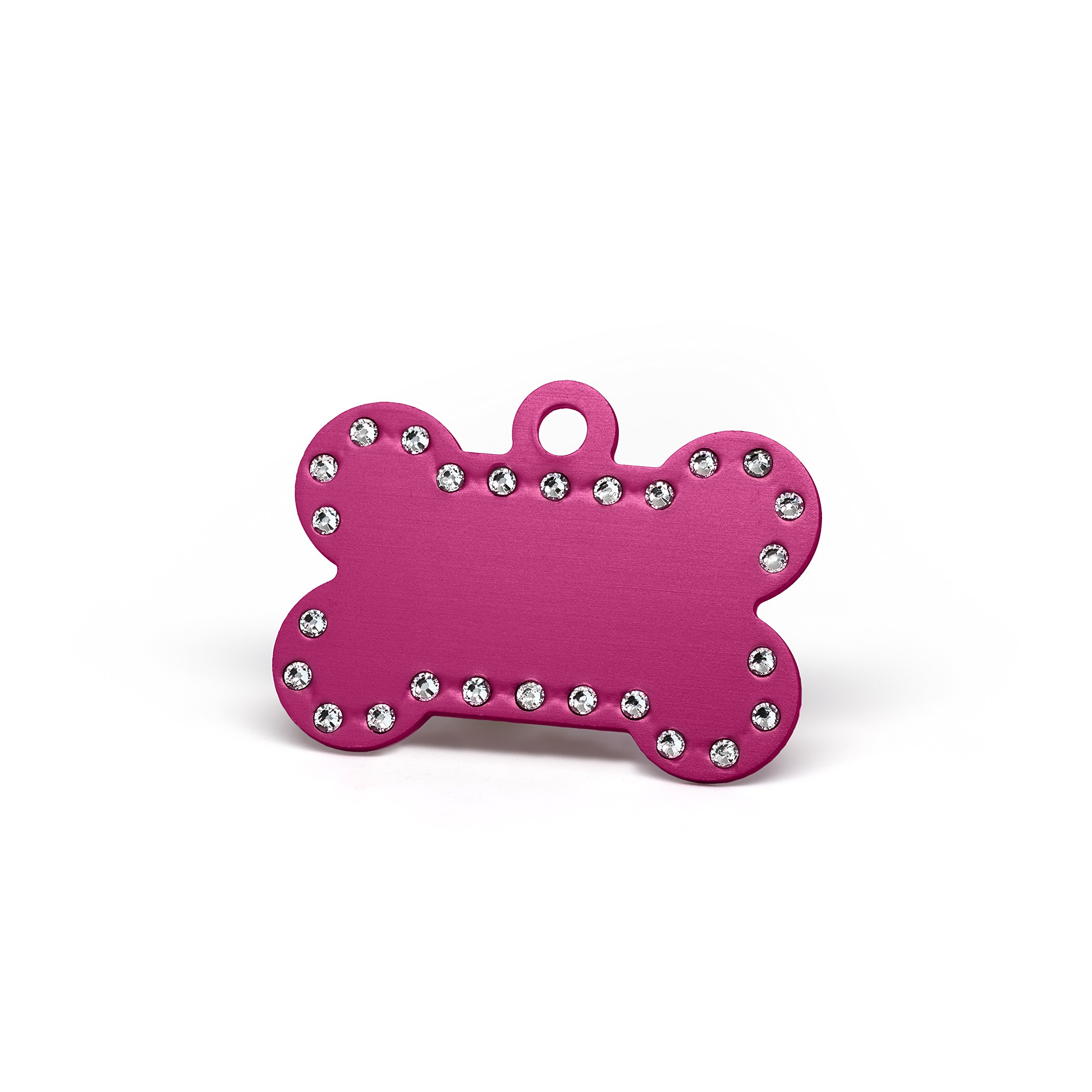 Pet Tags Express5 Bulk Wholesale Blank Swarovksi Crystal Bone Shape Premium Pet Id Tag, 9 Colors to Choose From (Pink)