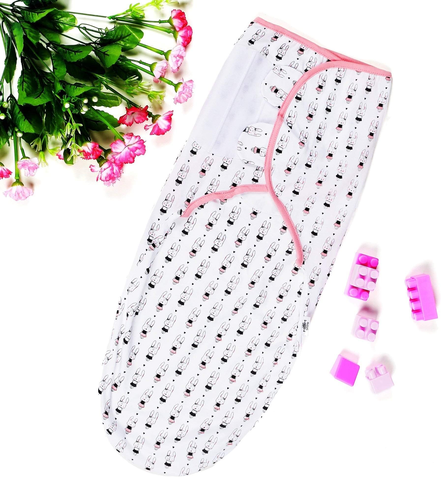 Peubud Newborn Baby's Pure Cotton Soft Swaddlers/wrap/Sleeping Bag/Wrapper Envelope Adjustable (Multicolor, 0-3 Months, Pack of 1) (533.0mm L X 660.0mm W)