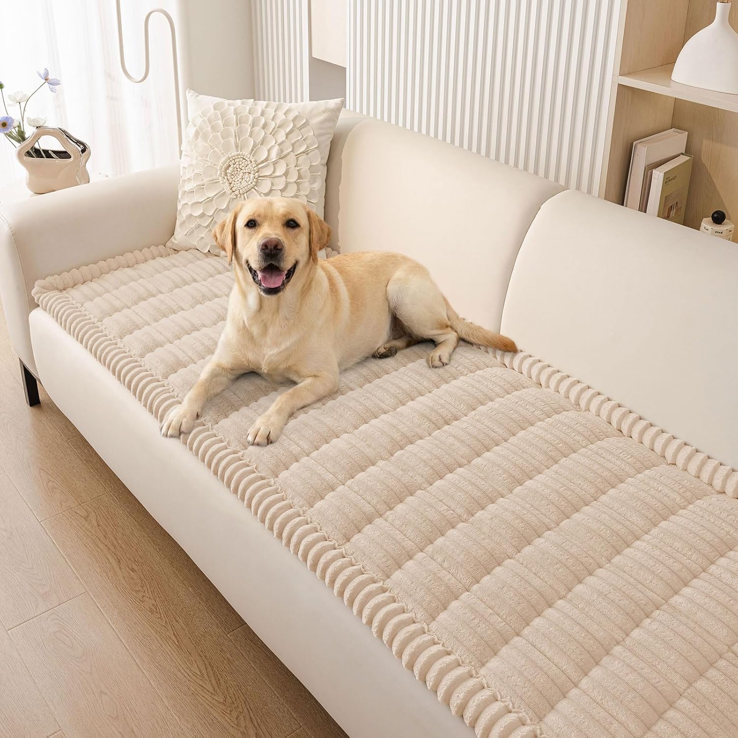 Homaxy Thick Soft Sofa Covers, Apricot, 90x210cm