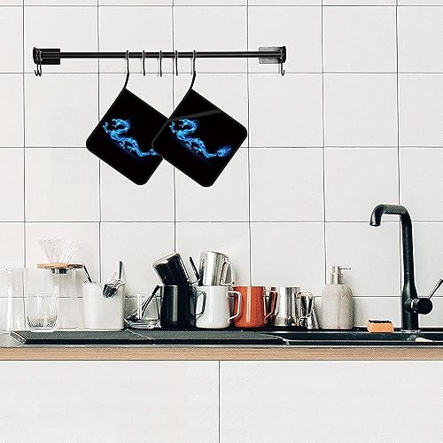 Miniatura 5 de Juego de 2 agarraderas abstractas de dragón para cocina, resistentes al calor, para microondas, horno, horno, platos y barbacoas