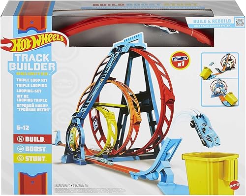 Miniatura 6 de Hot Wheels Track Builder - Kit de regalo plegable de 3 bucles para niños de 6 a 12 años y un vehículo de ruedas calientes a escala 164 con puntos de