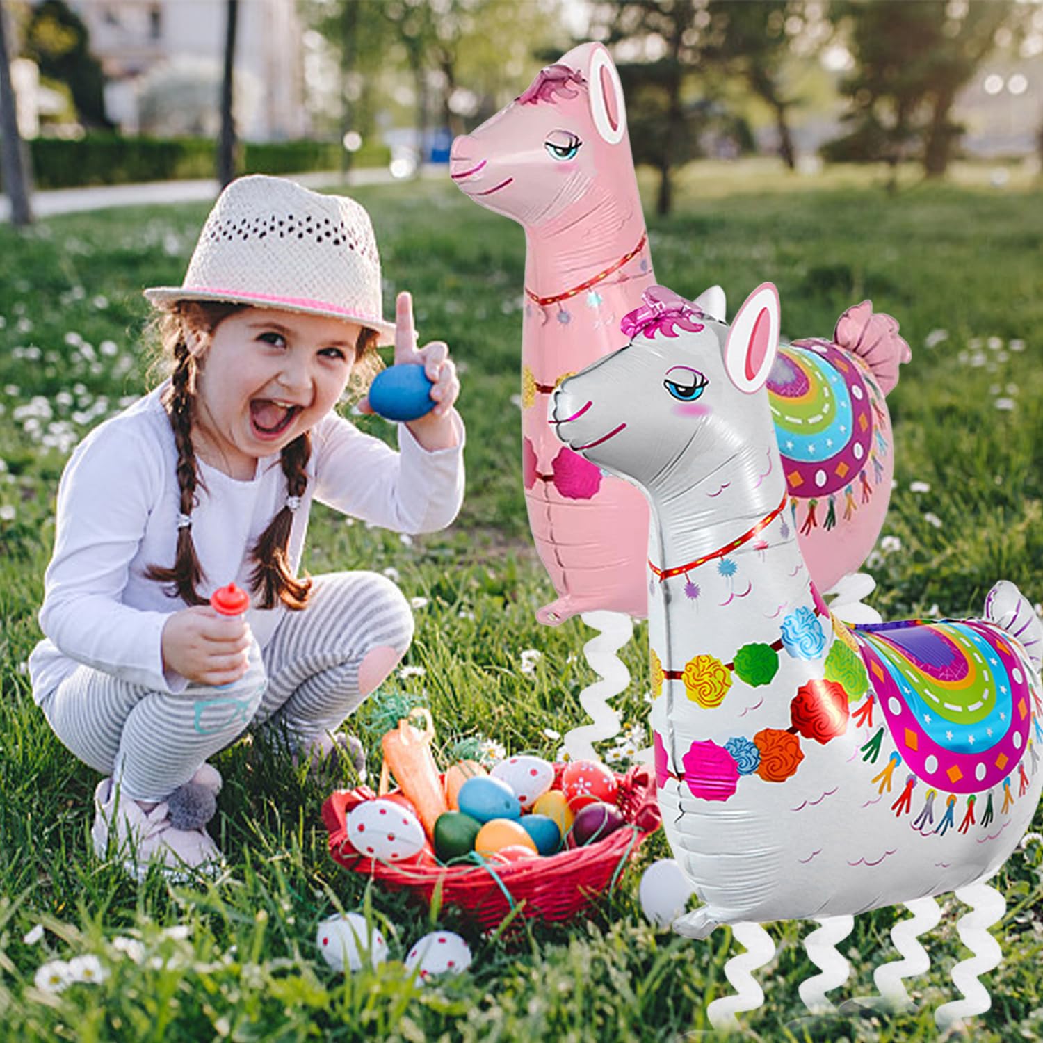 4 Alpaca Balloons, Cartoon Animal Aluminum Film Balloons, Children'S S, Party Decorations, Pink - Image 3