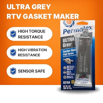 Permatex 82194 Ultra Grey Rigid High-Torque RTV Silicone Gasket Maker, 3.0 oz.