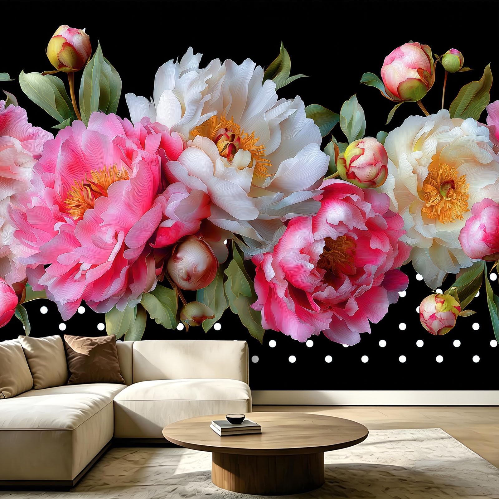 WTD - Papel pintado fotográfico (300 x 210 cm), diseño de peonía floral