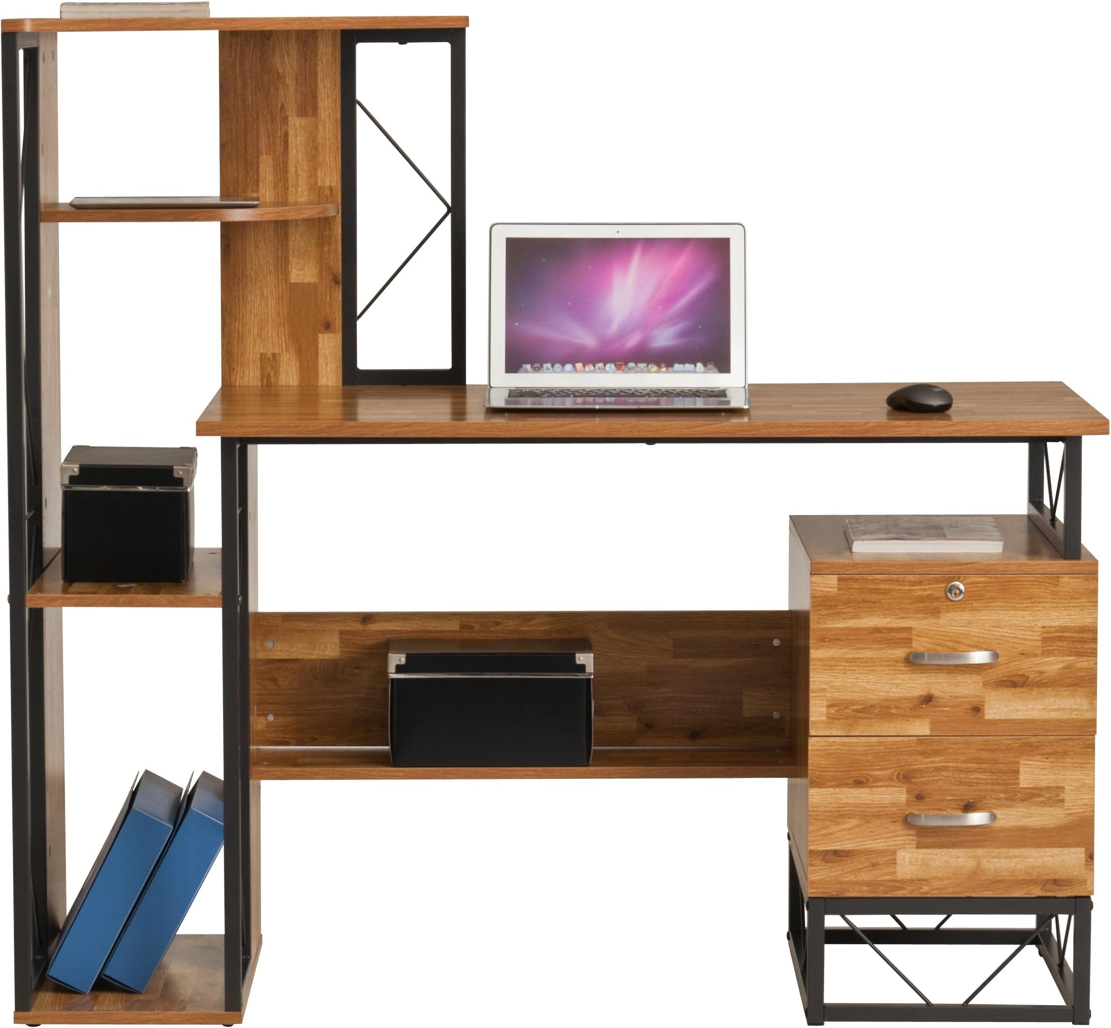 Computer Desk Laptop Workstation Pc Table Drawer Shelf Home Office Study Table