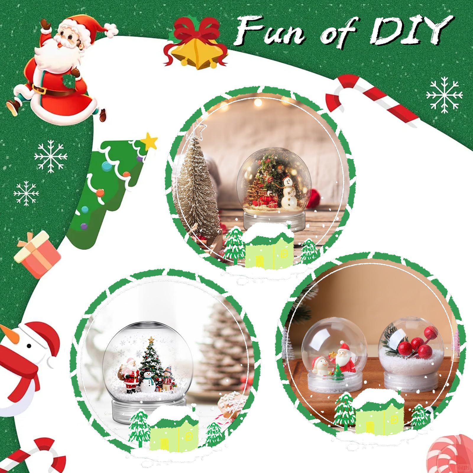 TOYANDONA 40 palle di neve fai da te di Natale – 6 cm in plastica trasparente acqua neve palle con tappo a vite per decorazioni natalizie artigianali casa