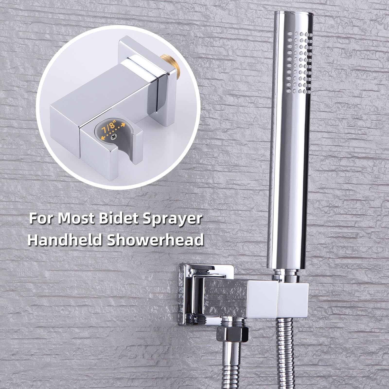 Angle Simple Unión de pared con soporte para cabezal de ducha, soporte giratorio de latón, codo de suministro y salida de agua, IPS macho de 1,27 cm, cromo (cromo)