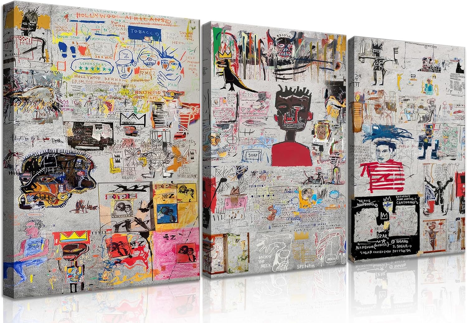 EGMAVQZY 3 Pieces Graffiti Canvas Wall Art Modern Aesthetic Street Art Wall Decor Abstract Graffiti Paintings Picture Prints for Men's Nest Living Room Home Ready to Hang 16x24 Inch 16L" x24W"