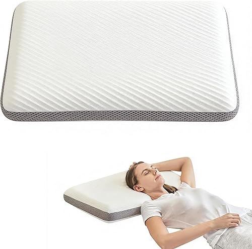 Miniatura 1 de Almohada de espuma viscoelástica de doble cara, almohada cervical de cuello de 4 pulgadas para dormir de lado, firmeza media y suave, almohada