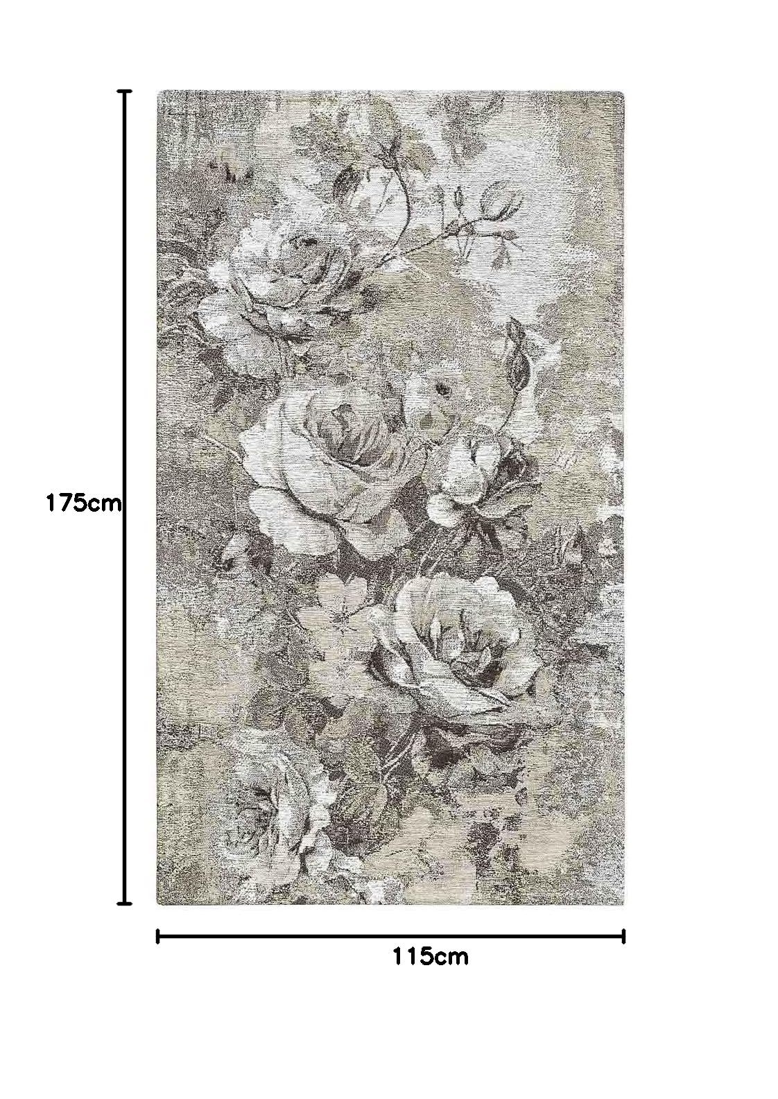Pierre Tappeti Arredo ROSE TORTORA salotto soggiorno camera, disegno floreale giardino fiorito, multiuso lavabile antiscivolo cm.115x175
