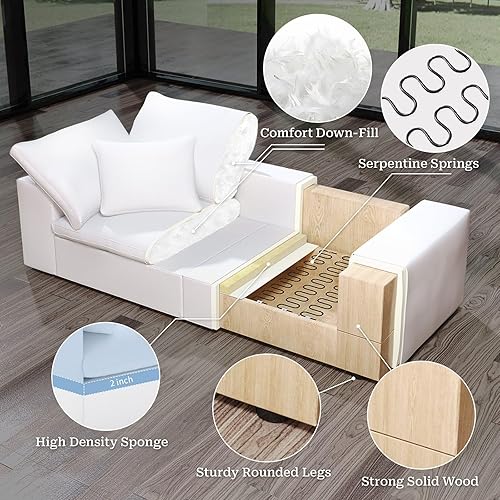 Miniatura 5 de Sofá modular de nube seccional, forma L, 2 plazas con diván, sofás modernos rellenos de plumón, fundas de cojín desmontables para sala de estar,