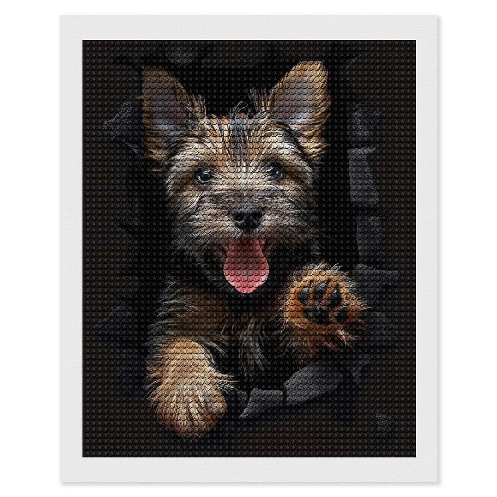 Junmoney Scottish Terrier Diamond Art Kit 16"x20", Bedroom Decor, Adhesive Canvas, Full Kit Included, Thoughtful Present, Birthday Gift
