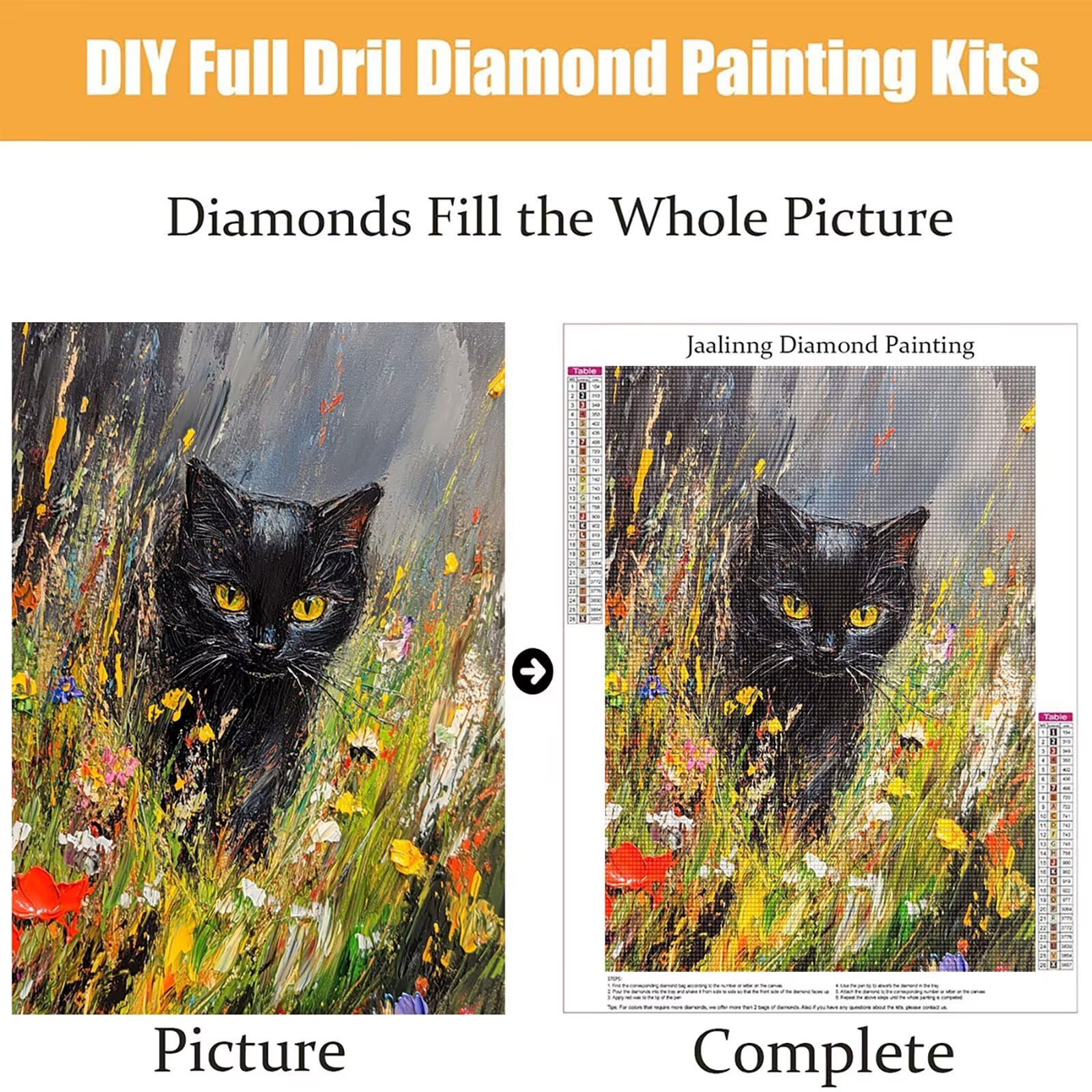 Diamond Painting Kit Completo, Diamond Painting Gatto, 5D Quadrato Pittura Diamante Kit Manualidades Adultos DIY Diamantini Crystal Art Disegni Ricamo Punto Croce Artigianale, 80x100cm Astratto j0-855