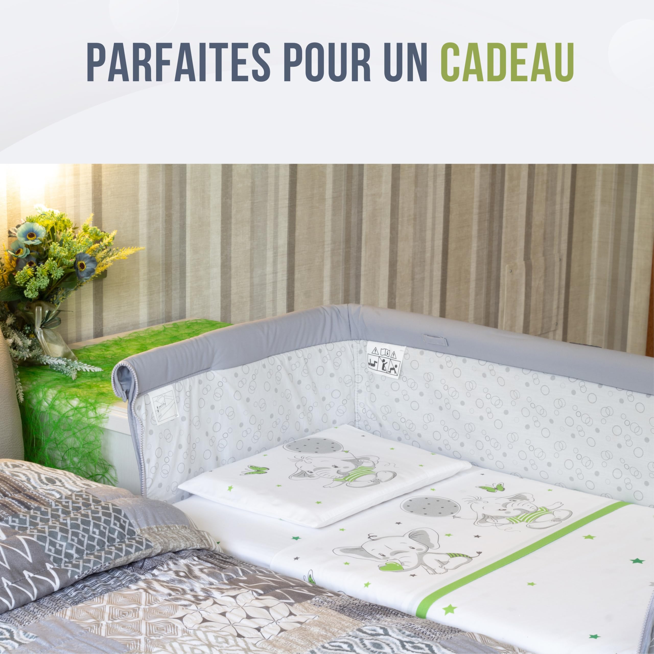 GOYSILA Lot de 2 Draps Housses Cododo 50x83 cm pour Chicco Next2Me et Berceau Bébé Coton Oeko-Tex avec 1 Protège-Matelas Respirant Compatible Kinderkraft Uno Lullago Dream Lit Parapluie