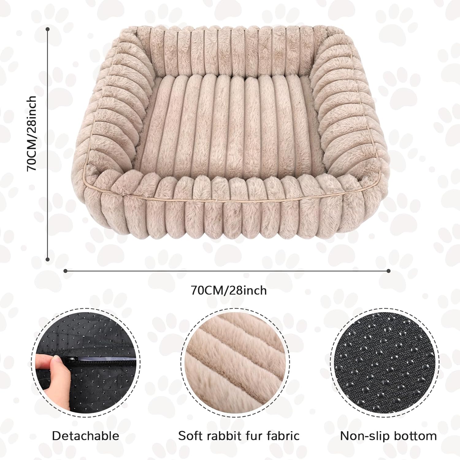 Ultra Soft Dog Bed for Medium Large Dogs, Machine Washable Rectangular Pet Bed with Non-Slip Bottom, Breathable Puppy Sleeping Mat for Indoor, Fits 28-inch Pet Crate, Camel