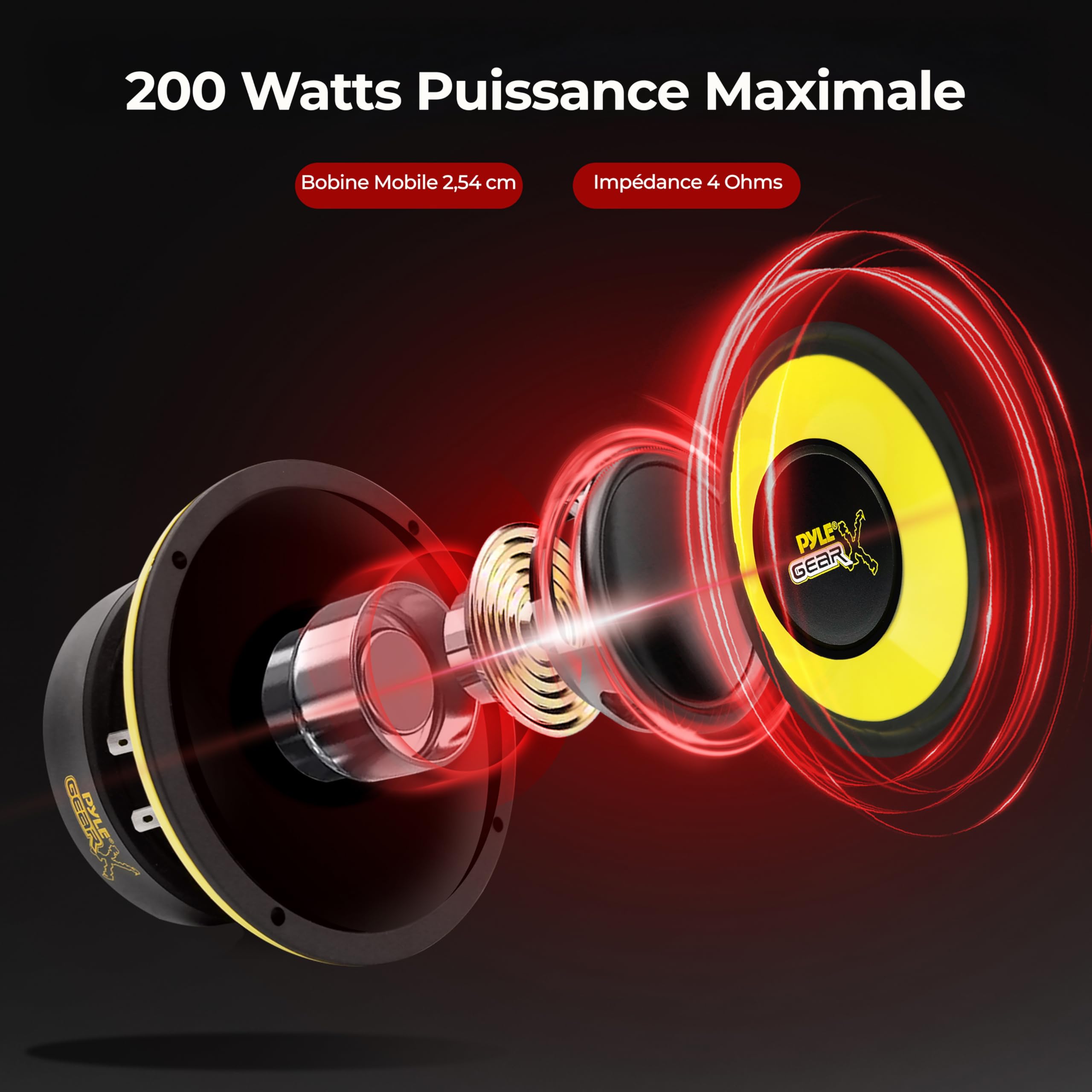 Pyle Subwoofer Voiture – 13 cm (5") – 200W – 4 Ohms – Aimant 850 g – Bobine Haute Température – Profondeur Montage 5,9 cm (2.32") – Basses Renforcées pour Système Audio Auto