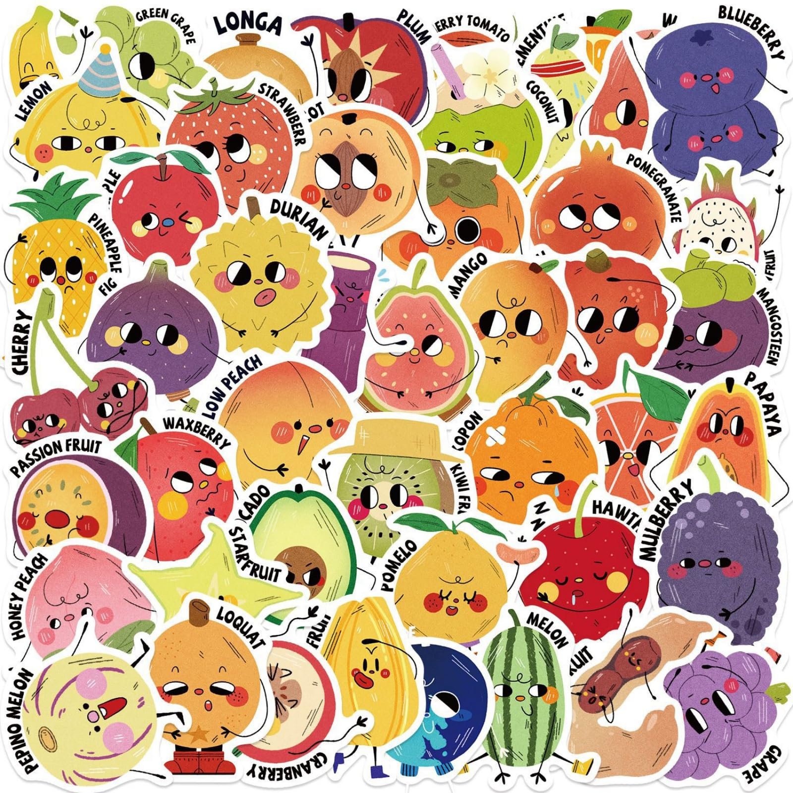 PVC Cartoon Fruit Reward Stickers Removable Adhesive for Tablets Laptops School Supplies Cartoon Stickers