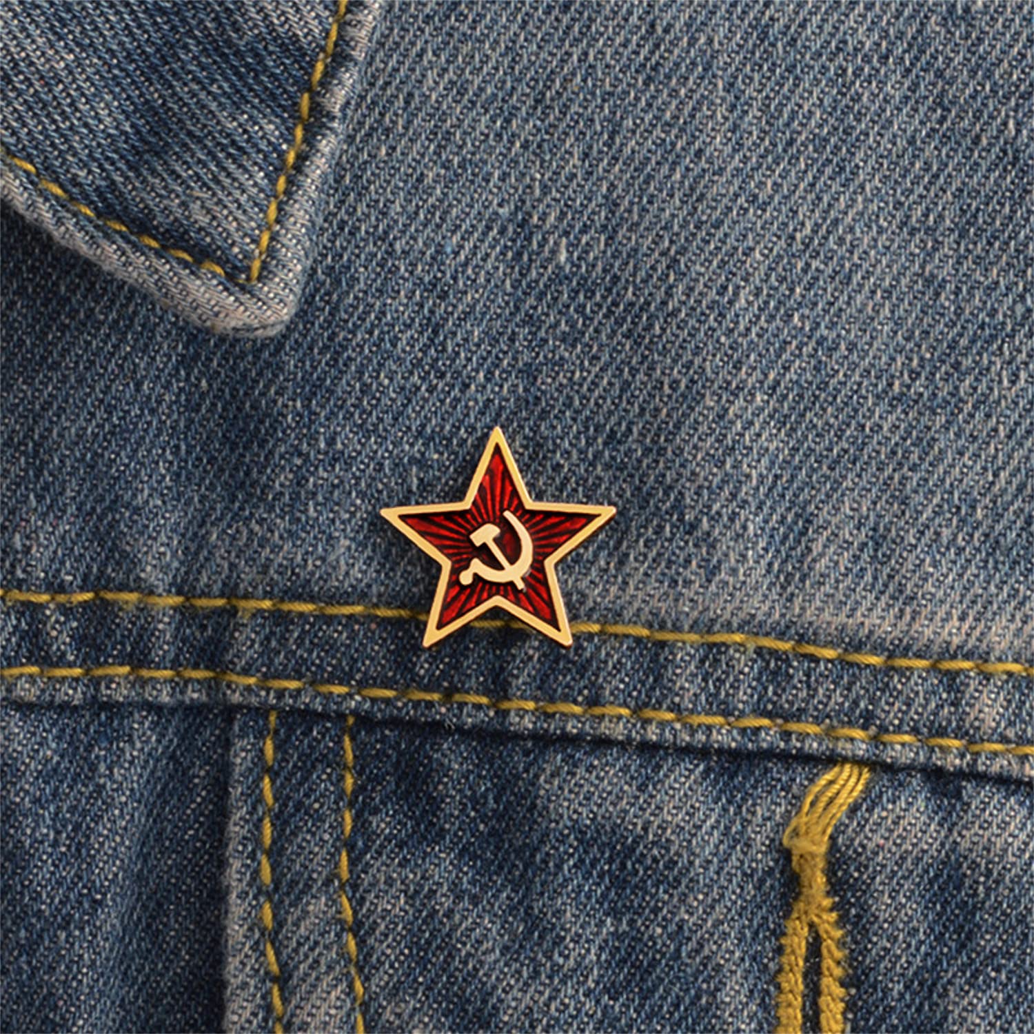 BRACO Pin URSS Broche Comunismo Rojo Pack 2 Pins Insignia comunista estrella roja hoz martillo