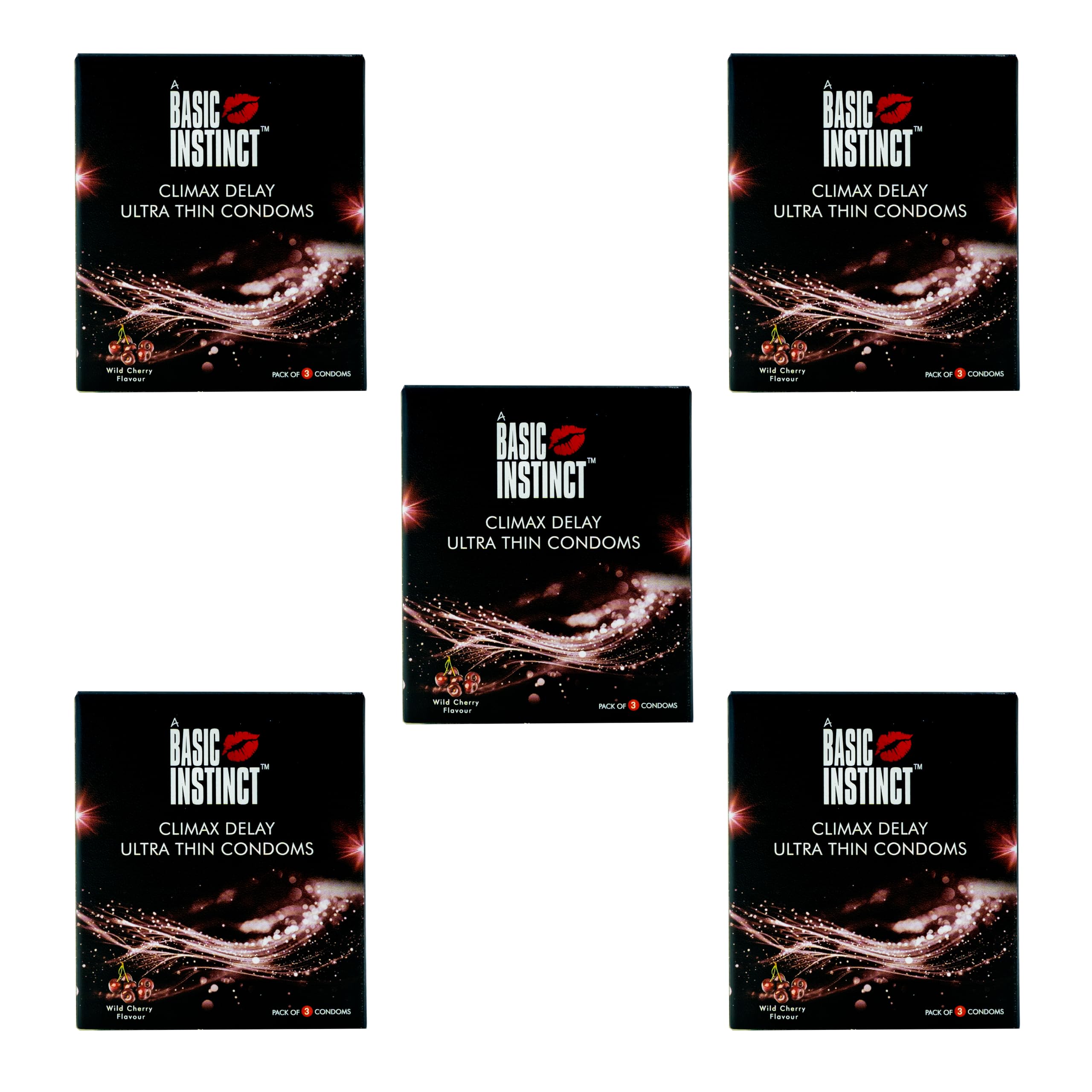 Basic Instinct Climax Delay Ultra thin Latex Condoms for Men- Wild Cherry Flavoured Pack of 5-image-39