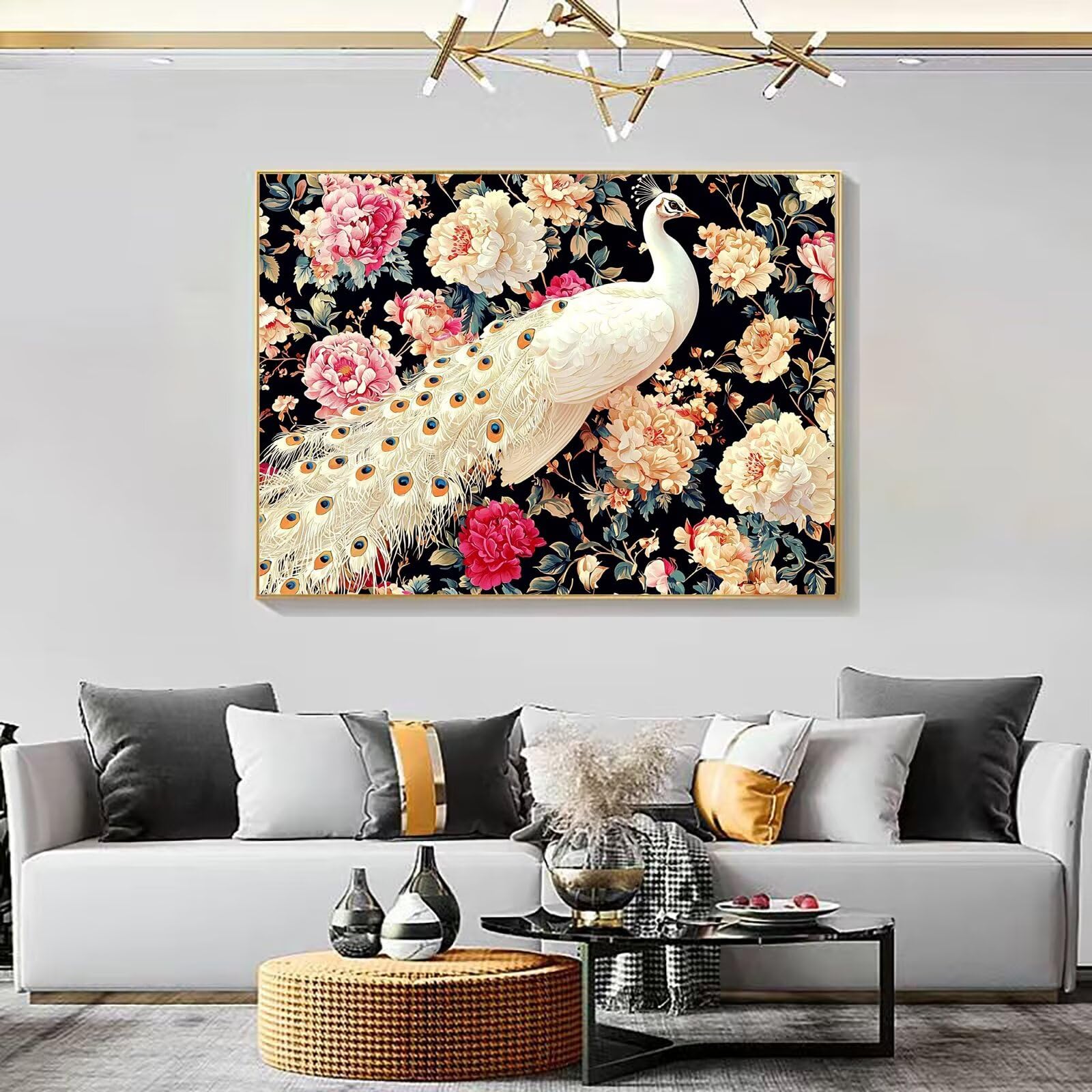 Dipingere con i Numeri Adulti fiore Pavone, Quadri da Dipingere Numerati Fai Da Te per Principianti e Adultis, Olio La Pittura di Numeri Kit, Hobby Creativi Adulti, Decorazioni Casa 90x120cm Q3S-332