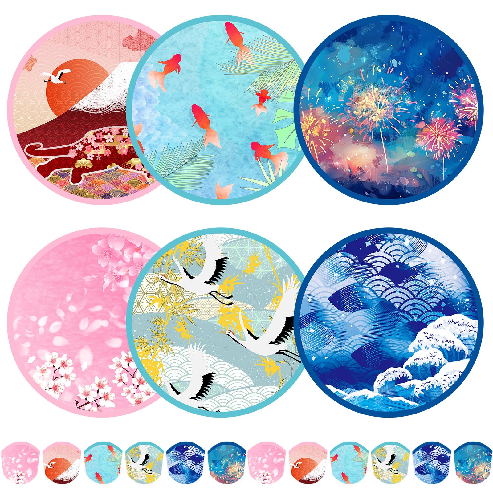 Mototo Foldable Flying Disc Fans, 36PCS Japanese Foldable Disc Fan 8 Inch Pop up Round Collapsible Hand Fan Bulk with Pouch for Women Purse Travel