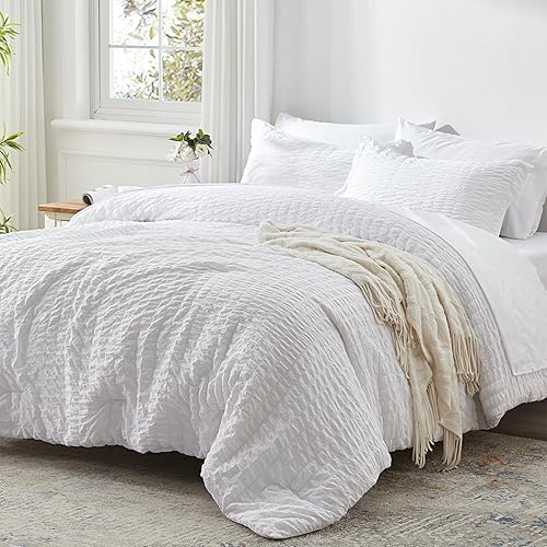 Miniatura 15 de Zzlpp Juego de edredón Queen de 7 piezas, ropa de cama de seersucker naranja quemado en una bolsa con sábanas, juegos de ropa de cama ligeros con 1