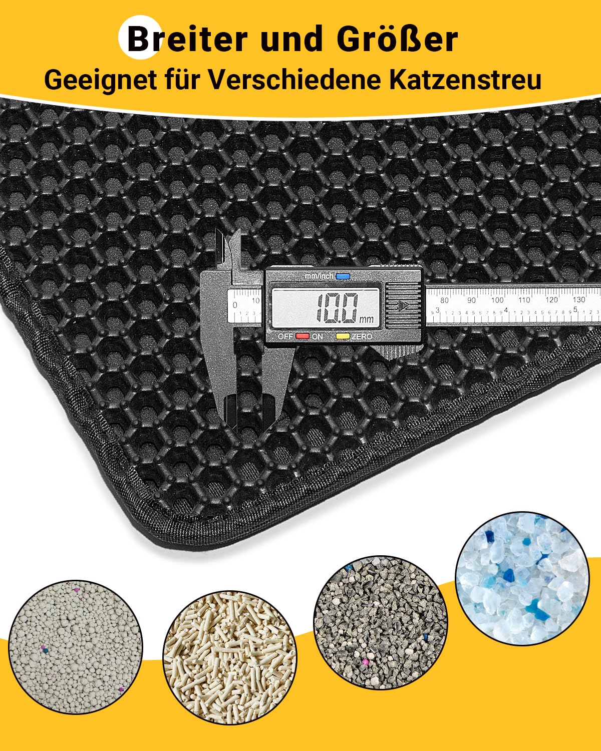 Ycozy Katzenklo Matte XL 90 x 60 cm EVA Katzenstreu Matte Doppelte Schichte Waben Katzenmatte Katzenklo Wasserdichte Leicht zu Reinigen