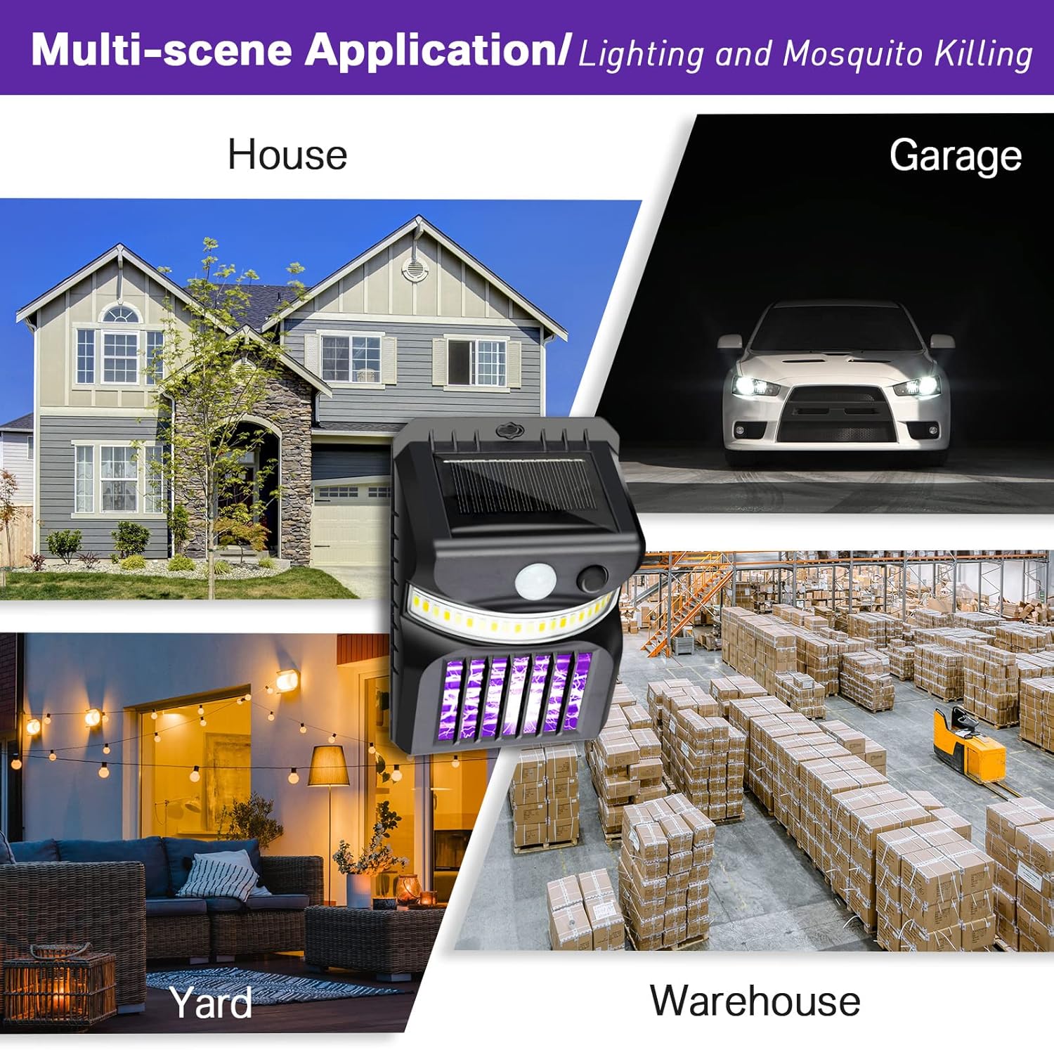 8 Packs Bug Zapper Outdoor 3 in 1 Mosquito Zapper Black Solar Bug Zapper Electric LED Light Mosquito Killer Lamp with Motion Sensor for Outdoor Backyard Patio Camping