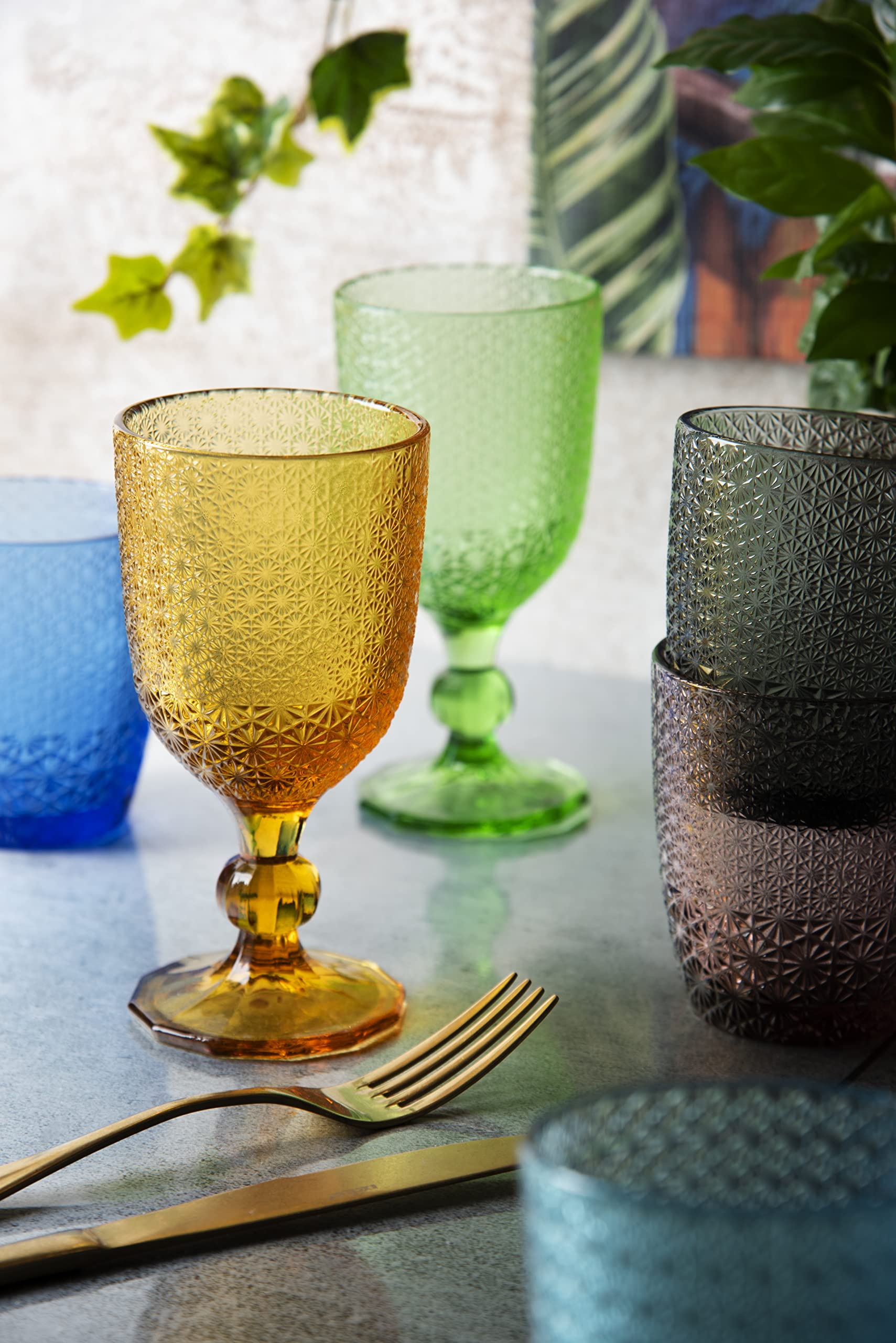 Excelsa Ice 6er Set Stielgläser, mehrfarbig, getöntes Glas, 300 ml.