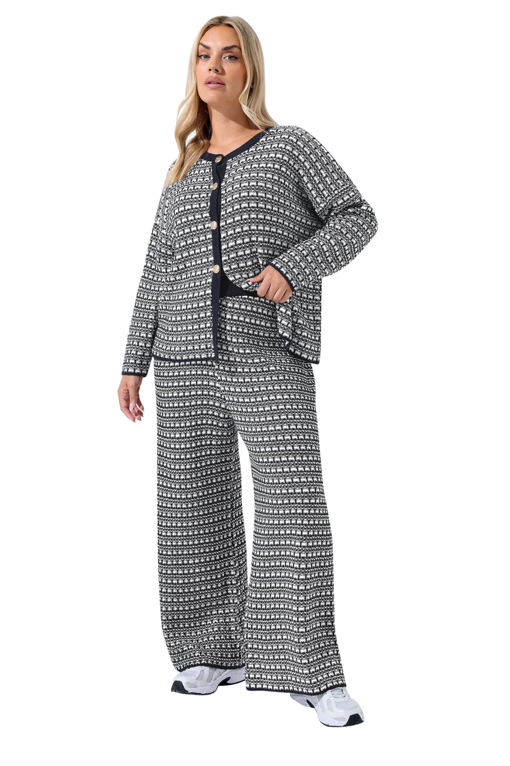 Limited Collection Curve Blue Boucle Wide Leg Trousers - Women's - Plus Size Curve