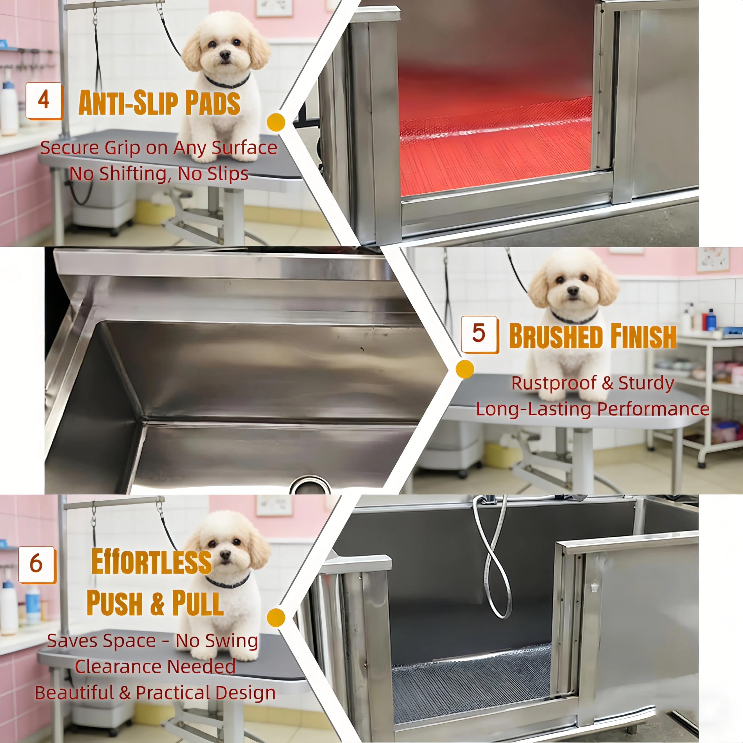 Salone Di Toelettatura Per Animali,vasca per Cani vasca da Bagno per Cani | lavello per La Casa,stazione di Lavaggio per Cani e Gatti in Acciaio Inossidabile Anta scorrevole (lato sinistro)