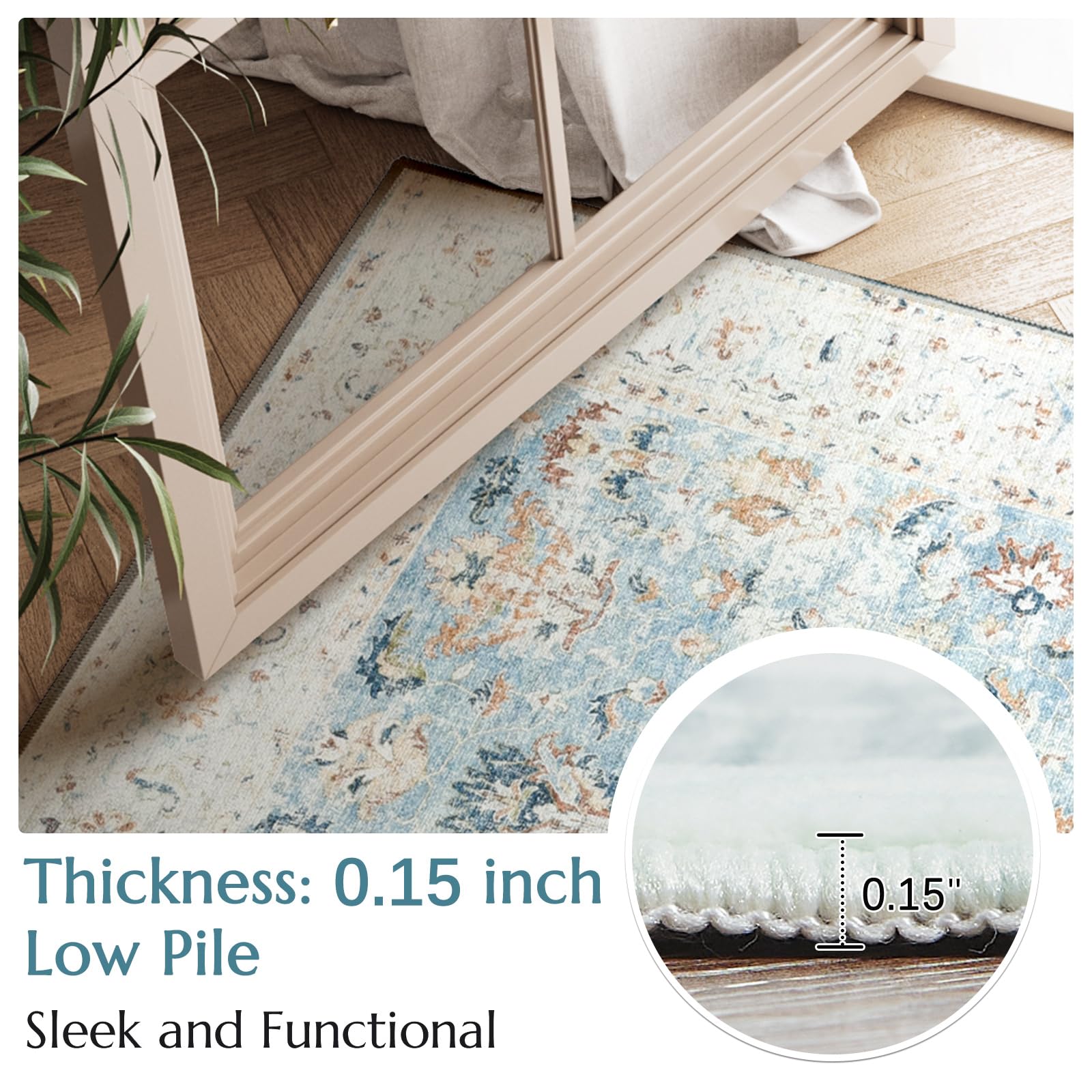 Amazon.com: jinchan Distressed Vintage Floral Rug, 2x3 Light Blue