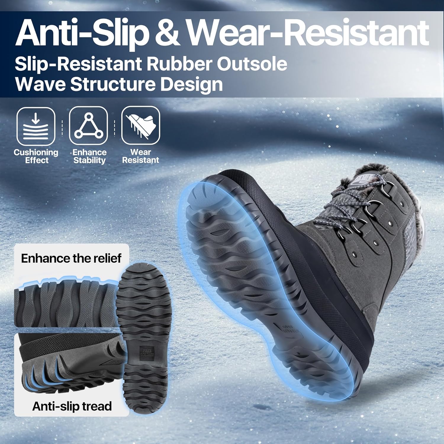 FREE SOLDIER Women's Waterproof Winter Cold Weather Snow Boots for Women Outdoor Fashion Duck Boots Comfortable Insulated