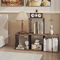 Vista 7 de ELITEROO Vinyl Record Storage, DIY Stackable Album Storage Box, Holds 40-55 Records, Wooden Cube Organizer Crate, Record Cabinet for Vinyl, Books