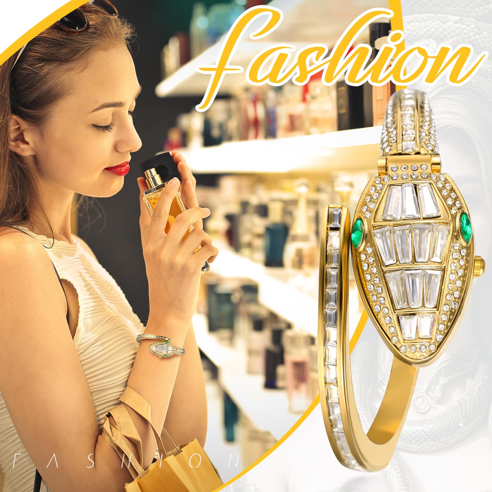 JewelryWe Damenuhr Schlange Legierung Uhr Damen Analog Quarz Armbanduhr Chunky Flexible biegbares Schlangenarmband Wickelarmband Uhr geschichtet gewickelte Schlangenuhr für Frau Mädchen