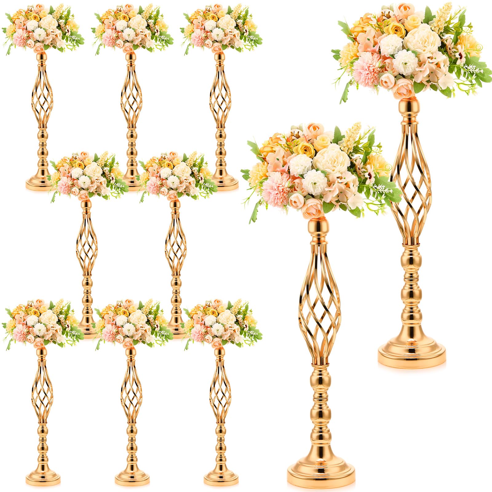 Rtteri 10 pezzi grandi centrotavola per matrimoni, decorazioni da tavolo, in metallo, per composizioni floreali, eleganti vasi per fiori, portacandele per matrimoni, ricevimenti, feste, eventi, hotel