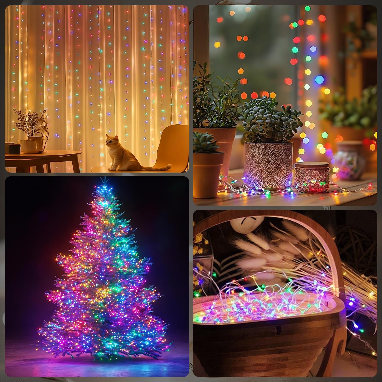 YPHSOL Fairy Lights Battery Operated String Lights 16.4ft 50LED Flashing and Constant Light Waterproof Silver Wire for Christmas DIY Party Wedding Decoration (Multicolor, 4 Pack): Multicolor 2 Pack