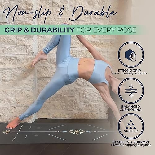 Miniatura 3 de Y O Gayo Eco Balance Yoga Mat with Carry Strap  Superior Grip, Non-Slip, Durable & Lightweight, Sustainable Natural Rubber Mat with Alignment Lines