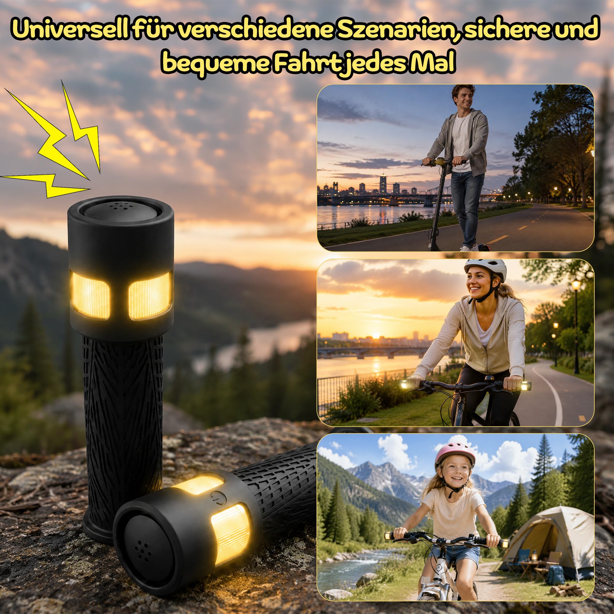 Luz de manillar para scooter, luz de advertencia