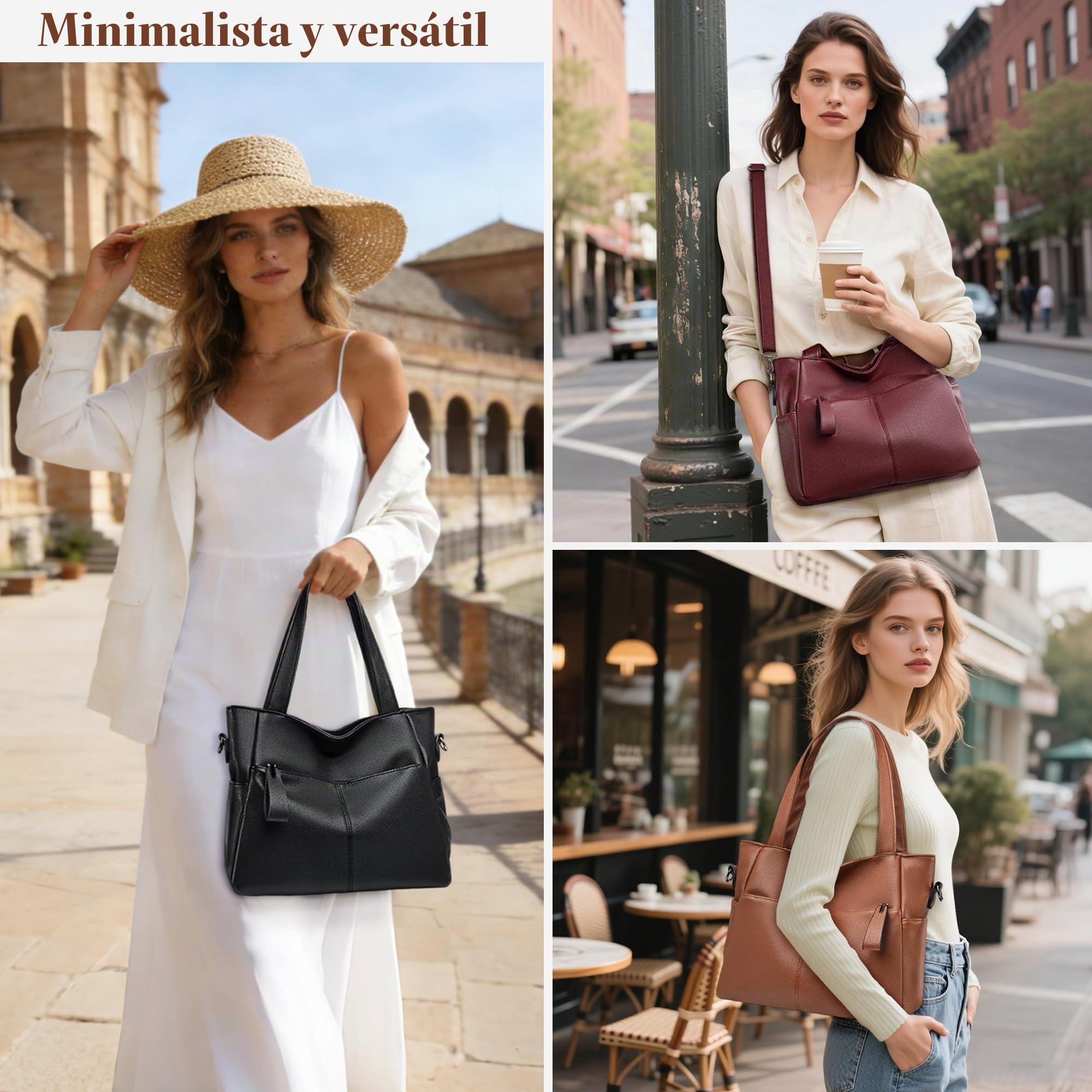 Bolso Mujer Mano Hombro Bandolera Mediano PU Shopper Tote