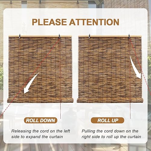 Miniatura 5 de Persianas de bambú para patio, persianas de bambú para patio al aire libre, protección solar, persianas de bambú, adecuadas para cubiertas, porches,