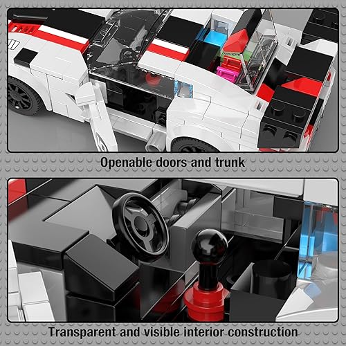 Miniatura 4 de Juego de bloques de construcción de autos de carreras para niños, kit de construcción de súper auto, ladrillos de bricolaje, modelo coleccionable de